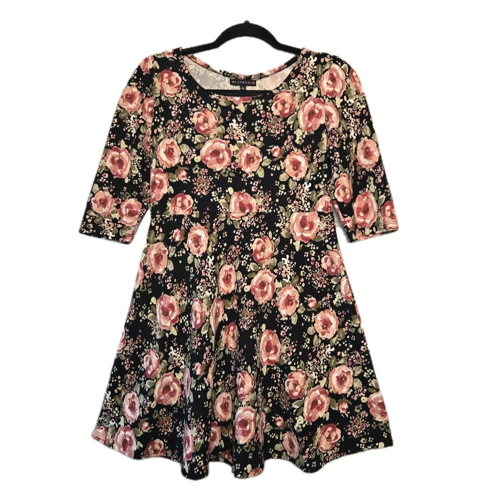 Fishbowl Floral Dress Fit & Flare Girls Size 16 Cottagecore Roses Coquette